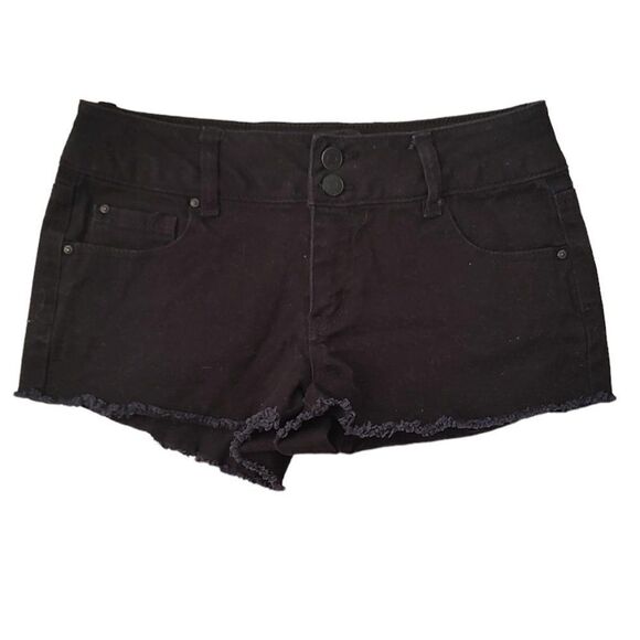 Refuge Black Denim Short Shorts Size 2 - Picture 1 of 3